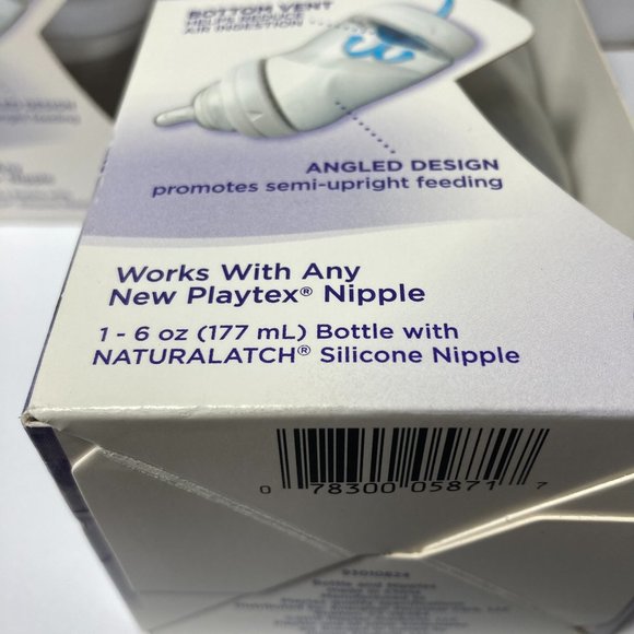 Playtex VentAire 6oz Baby Bottle Naturalatch Silicone Nipple Angled Bottom Vent - Picture 11 of 13